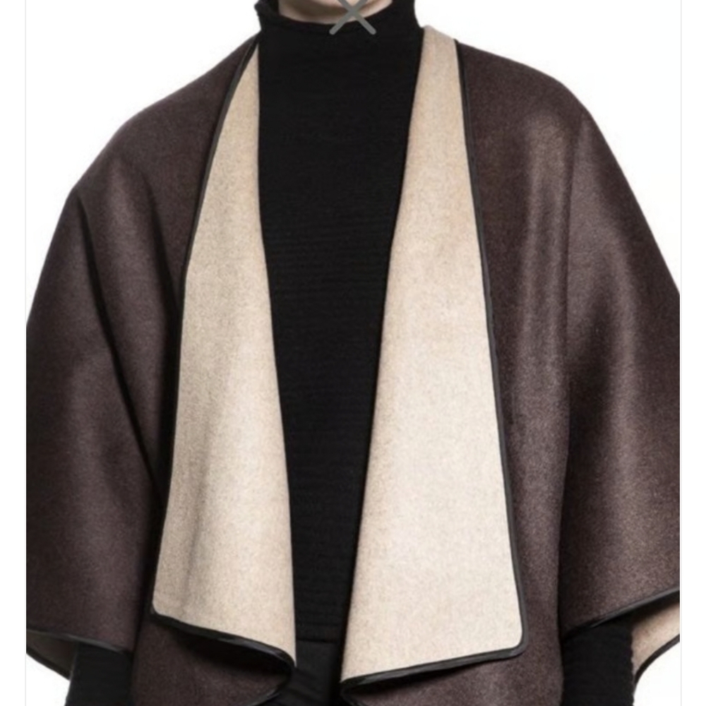 NWOT +Beryll Elegant Reversible Brown & Tan Cashmere Blend Blanket Shawl
